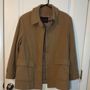 Botany 500 tan Women’s 100% wool jacket, reg sz 12 pocket/zipper